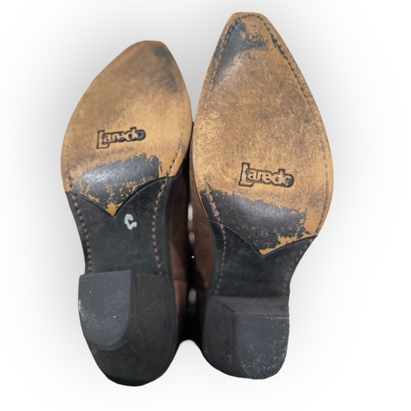 🤠 Laredo Distressed Brown Leather Western Cowboy Boots Women's 8 Vintage Style - Picture 5 of 6